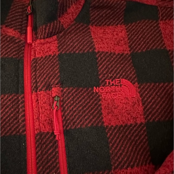 North Face red plaid quarter zip - Picture 3 of 6